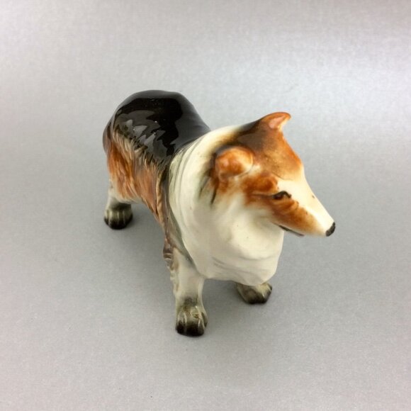 3 Vintage Collie Dog Figurines Made in Japan Glossy Ceramic Standing Laying Down - Picture 5 of 16